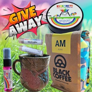 Prize Package Black Coffee Mug and Coming Up Rainbows Treasure